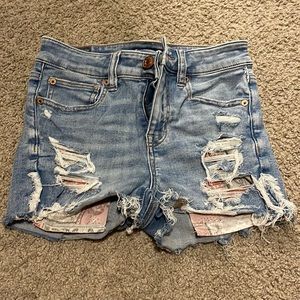High waisted ripped jean shorts